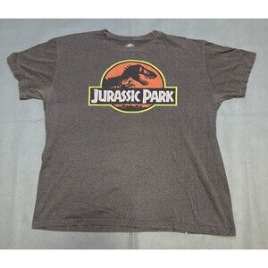 Jurassic Park Shirt Mens XL Gray Short Sleeve Crew Neck Graphic Dinosaurs T-Rex